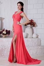 Criss-Cross Pink Skirt With High Split Evening Dress