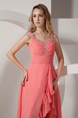 Watermelon Chiffon High Low Skirt La Femme Prom Dresses