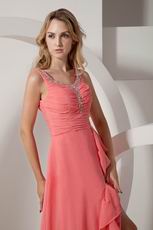 Watermelon Chiffon High Low Skirt La Femme Prom Dresses