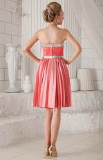 Strapless Knee-length Watermelon Prom Dress With Bowknot