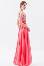 Princess Straps Beaded Jacinth Chiffon Evening Party Dress