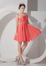 Sexy One Shoulder Watermelon Chiffon Fabric Sweet 16 Dress