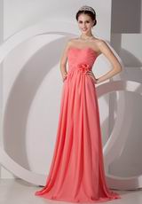 Hand Made Flowers Watermelon 2014 Wedding Bridesmaid Dress