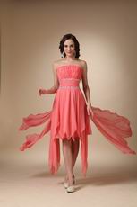 Watermelon Cascade Skirt High Low Homecoming Dress