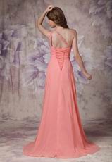 One Shoulder Watermelon Chiffon Cheap Dress For Prom 2014 Wear