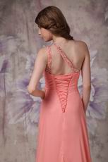 One Shoulder Watermelon Chiffon Cheap Dress For Prom 2014 Wear