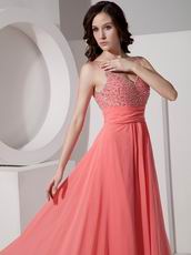 Straps Watermelon Chiffon Evening Dress For Cheap Price