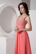 Straps Watermelon Chiffon Evening Dress For Cheap Price