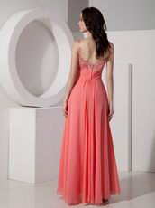 Straps Watermelon Chiffon Evening Dress For Cheap Price