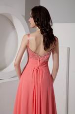 Straps Watermelon Chiffon Evening Dress For Cheap Price