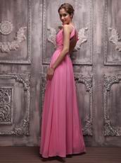 Designer One Shoulder A Skirt Hot Pink Evening Dress Customized