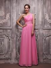 Designer One Shoulder A Skirt Hot Pink Evening Dress Customized