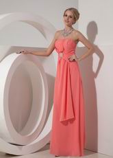 Watermelon Chiffon 2014 Prom Dress With Beading Emberllish