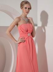 Watermelon Chiffon 2014 Prom Dress With Beading Emberllish