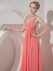 Spaghetti Straps Top Designer Watermelon Chiffon Prom Dress