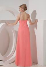 Spaghetti Straps Top Designer Watermelon Chiffon Prom Dress