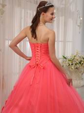 Cute Girl Water melon Quinceanera Dress With Handmade Flower