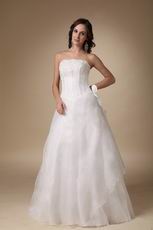 Basque Waist Floor-length White Organza Prom Dress