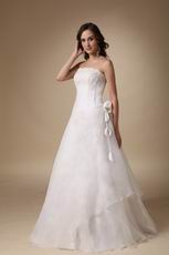 Basque Waist Floor-length White Organza Prom Dress