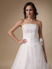 Basque Waist Floor-length White Organza Prom Dress