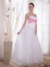 Sweetheart Beaded Bodice White Tulle Winter Prom Dress