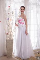 Sweetheart Beaded Bodice White Tulle Winter Prom Dress