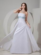 Strapless Empire Waist White Long Chiffon Skirt Prom Dress