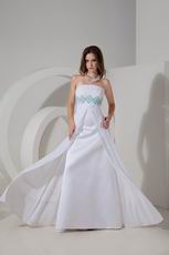 Strapless Empire Waist White Long Chiffon Skirt Prom Dress