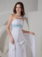 Strapless Empire Waist White Long Chiffon Skirt Prom Dress