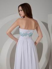 Strapless Empire Waist White Long Chiffon Skirt Prom Dress