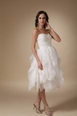 Unique Tea-length Cascade Skirt White Homecoming Dress