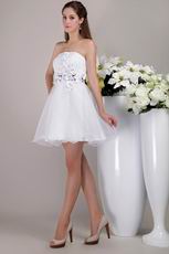 White Princess Strapless Belt Short Prom Dress For Girl