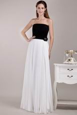 Black and White Strapless Chiffon Skirt Prom Dress For Discount