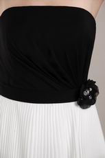 Black and White Strapless Chiffon Skirt Prom Dress For Discount