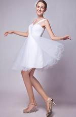 Cute One Shoulder Knee Length White Tulle Sweet 16 Dress