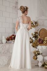 Affordable Wide One Shoulder Strap Ivory Prom Dresses With Lace