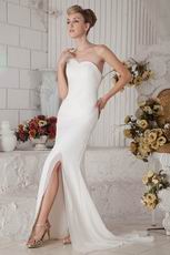 Elegant One Shoulder Watteau Ivory Chiffon Prom Dress With Split