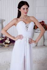 Sweetheart Ruched White Chiffon Prom Dress With Panel Train