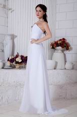 Sweetheart Ruched White Chiffon Prom Dress With Panel Train