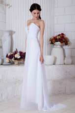 Sweetheart Ruched White Chiffon Prom Dress With Panel Train