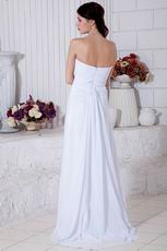 Sweetheart Ruched White Chiffon Prom Dress With Panel Train
