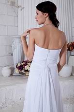 Sweetheart Ruched White Chiffon Prom Dress With Panel Train