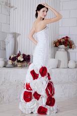 Glamorous Mermaid Skirt Red/white Rolled Flower Cyclic Gown Design Your Own