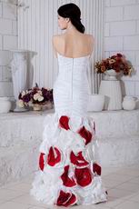 Glamorous Mermaid Skirt Red/white Rolled Flower Cyclic Gown Design Your Own