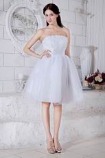 Cute Strapless Flower Bodice White Short Prom Dress Cheap