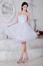 Cute Strapless Flower Bodice White Short Prom Dress Cheap