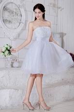 Cute Strapless Flower Bodice White Short Prom Dress Cheap