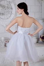 Cute Strapless Flower Bodice White Short Prom Dress Cheap