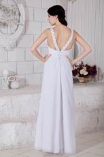 Straps White Chiffon Formal Evening Dress With Side Slit