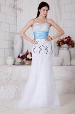 Sweetheart White Organza La Femme Prom Dress With Sequin